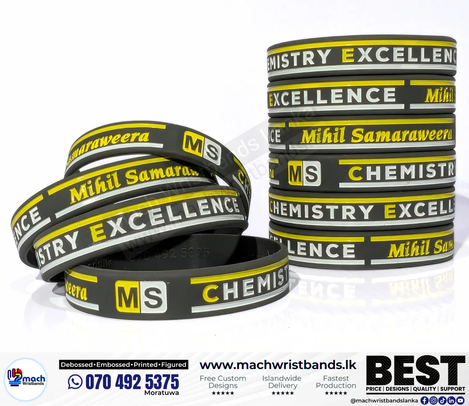 Tuition class debossed wristbands